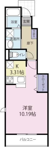 メゾフォルテ(1K/1階)の間取り写真