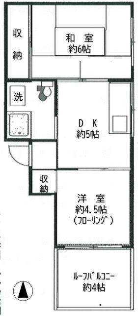 グレン四谷(2DK/4階)の間取り写真