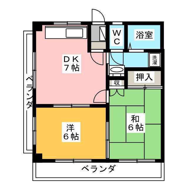 鹿島コーポ(2DK/2階)の間取り写真