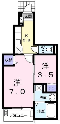 ラ ナチュール(1SK/1階)の間取り写真