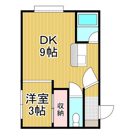 プロム93(1DK/2階)の間取り写真