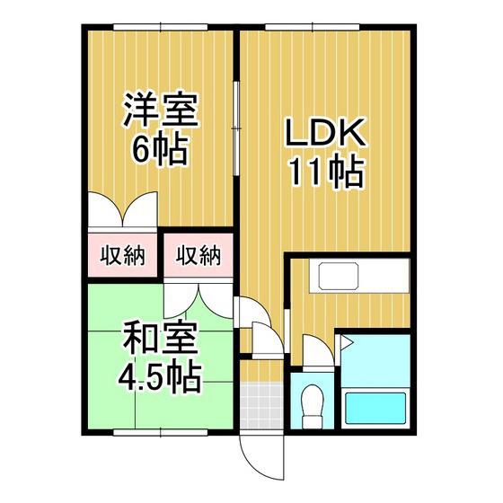 MIIIハイツ(2LDK/2階)の間取り写真