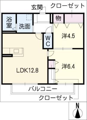 フリシュ青葉(2LDK/2階)の間取り写真