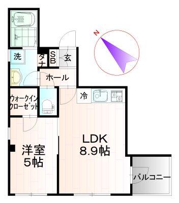 プリムヴェール(1LDK/2階)の間取り写真