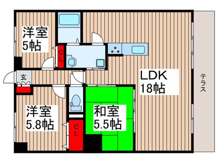 アドバンス東習志野(3LDK/1階)の間取り写真