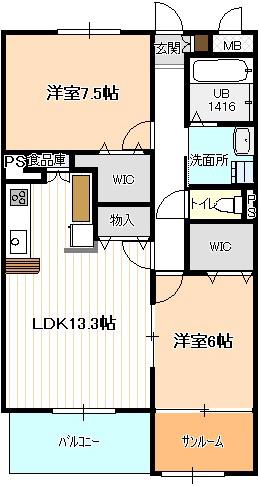 クレール池之表(2SLDK/1階)の間取り写真