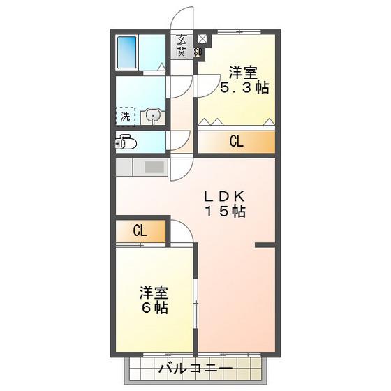 ラヴィーヌ水谷(2LDK/3階)の間取り写真