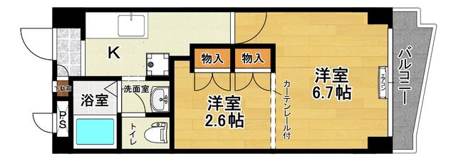サンスクエア深田台 B棟(1K/2階)の間取り写真