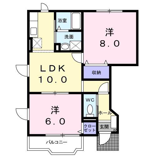 チェリーサイドハウスI(2LDK/1階)の間取り写真