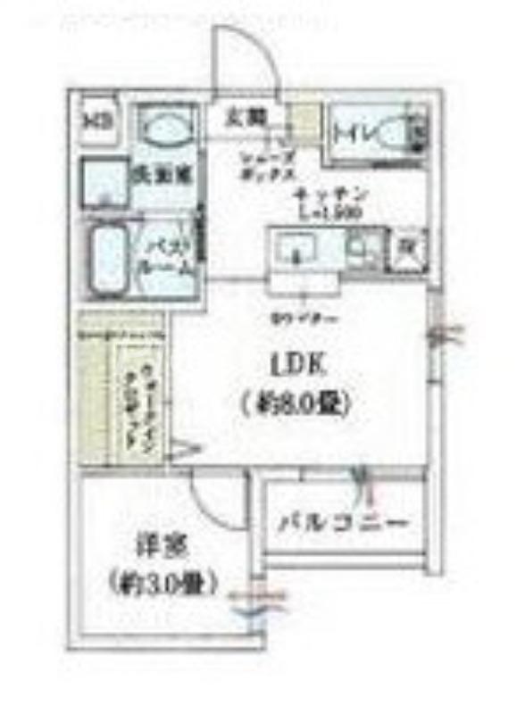 リアコート北田辺(1LDK/3階)の間取り写真