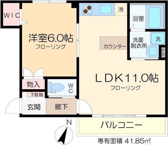ボヌール西新井本町II(1LDK/2階)の間取り写真