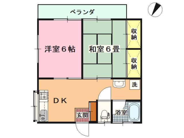 ベルウッドハイツI(2DK/2階)の間取り写真