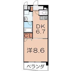 グランフラット(1DK/4階)の間取り写真