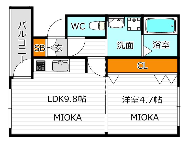 J-BRIGHT長居公園(1LDK/2階)の間取り写真