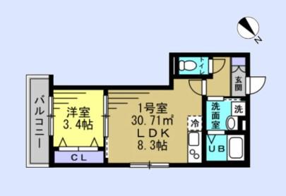LEAF HILLS KAMIFUKUOKA(1LDK/2階)の間取り写真