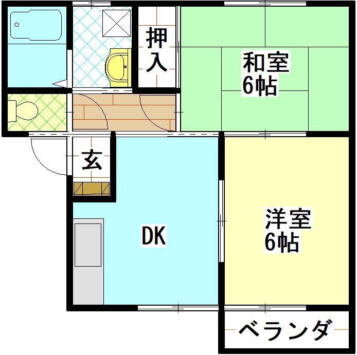 サティナインすずき(2DK/1階)の間取り写真