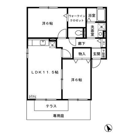 ラ・パストラルF・G(2LDK/1階)の間取り写真
