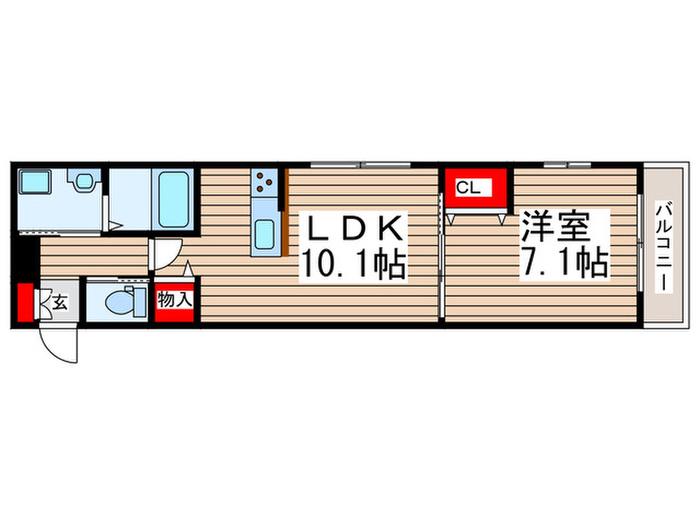 プライム イン エクシヴ(1LDK/1階)の間取り写真