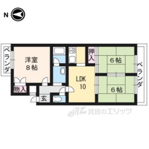 サンサーラ乾(3LDK/3階)の間取り写真