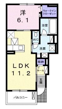 ラディアI(1LDK/1階)の間取り写真