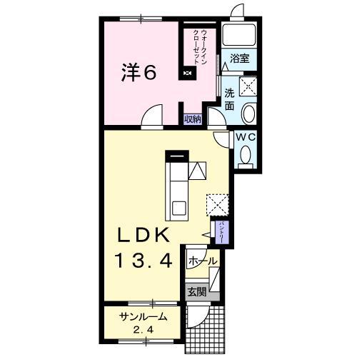 アイラナ コア(1LDK/1階)の間取り写真