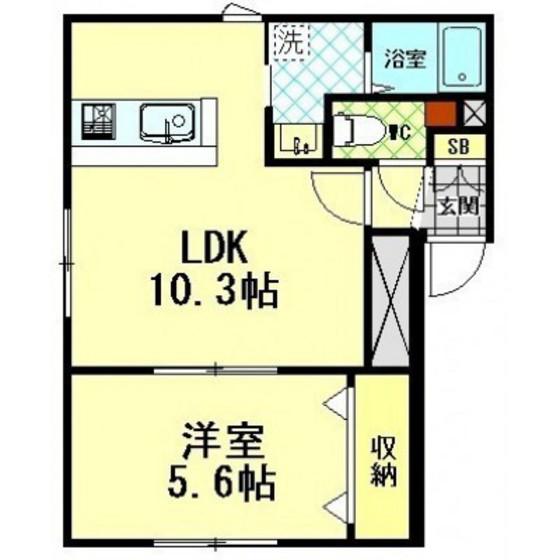 ラルーナ(1LDK/2階)の間取り写真