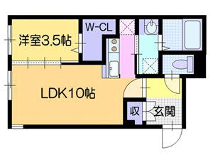 ノーブル平岸(1LDK/4階)の間取り写真