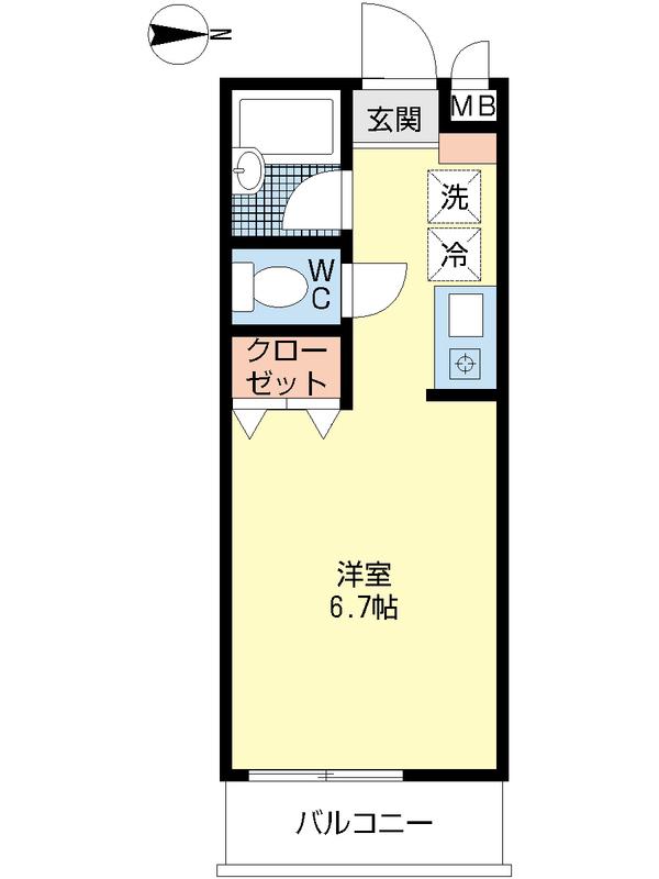 RISE(1K/3階)の間取り写真