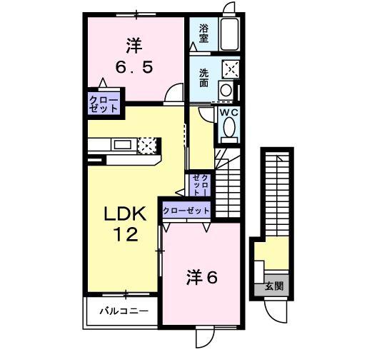 ジュネスカーサ(2LDK/2階)の間取り写真