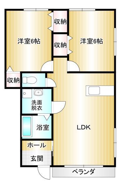 ピュアティー伊岐須(2LDK/1階)の間取り写真