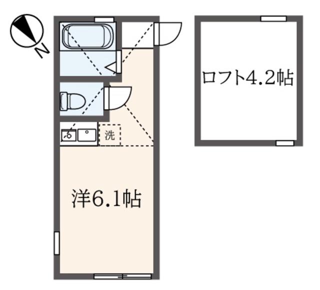 プライムスクエア東白楽(ワンルーム/2階)の間取り写真