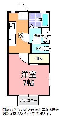 メゾンラフィット D棟(1K/1階)の間取り写真