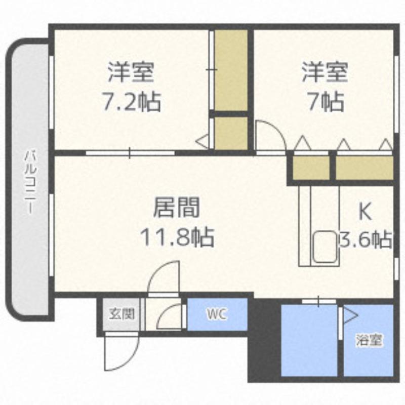 モンテローザ(2LDK/3階)の間取り写真