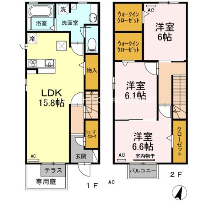 ルージュ ブラン A(3LDK/1階)の間取り写真