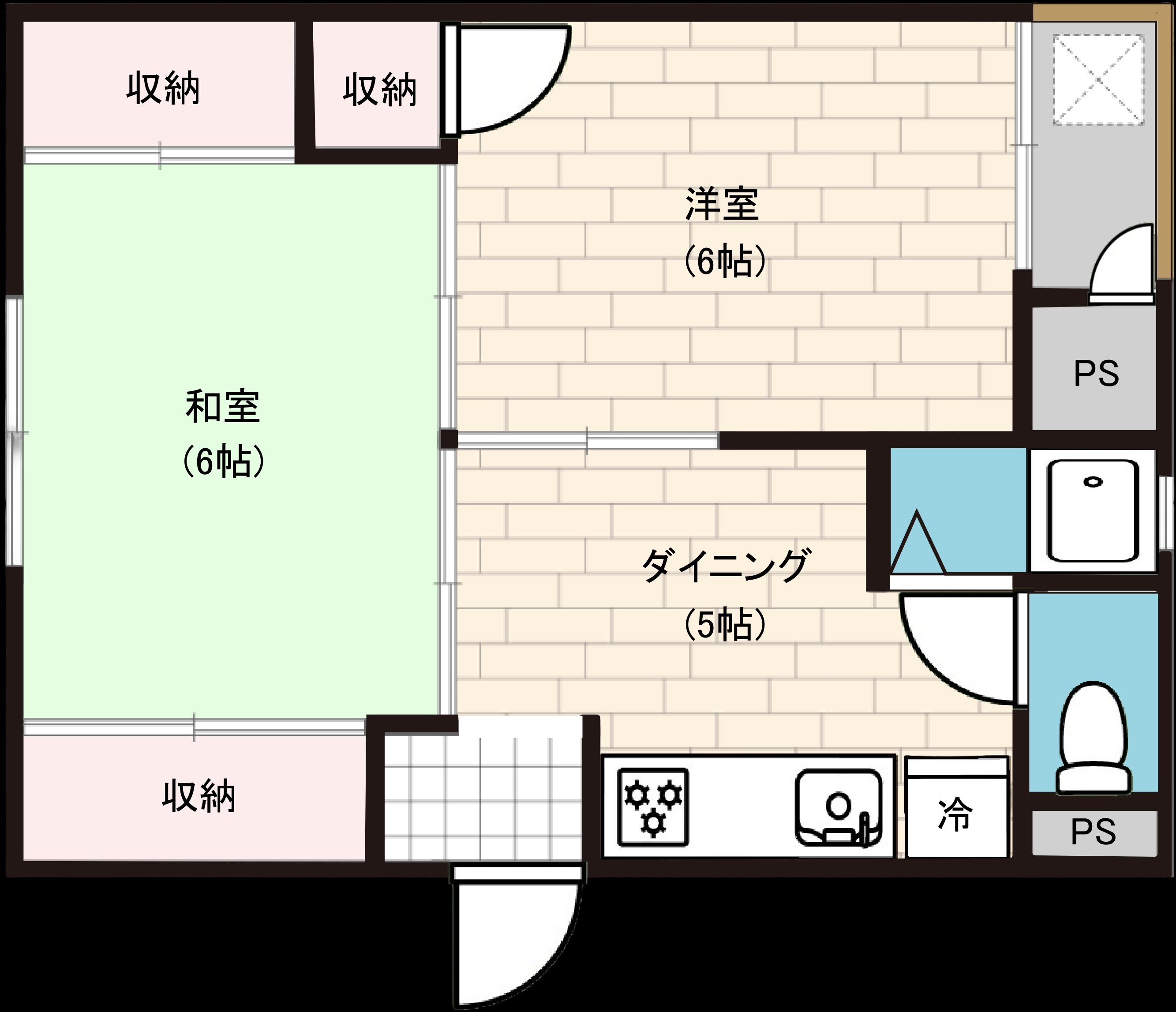 狛江コーポラス(2DK/2階)の間取り写真