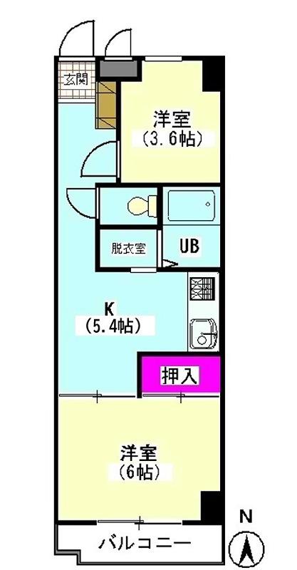 エクセルエイト(2DK/2階)の間取り写真