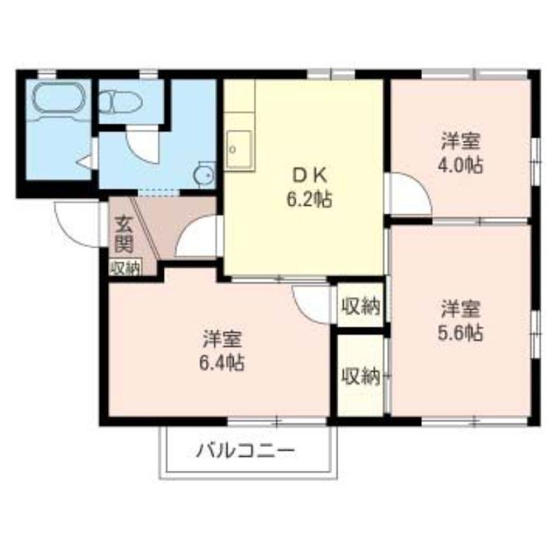 グリーンパーク中川A棟(3DK/2階)の間取り写真