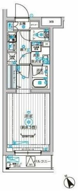 リライア西調布(1K/2階)の間取り写真