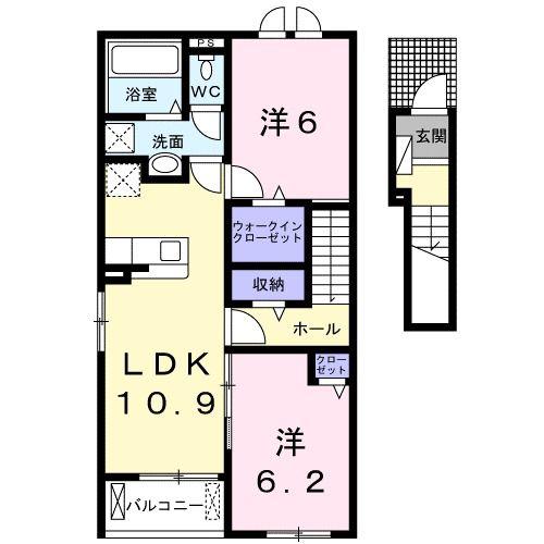 サニー曙(2LDK/2階)の間取り写真