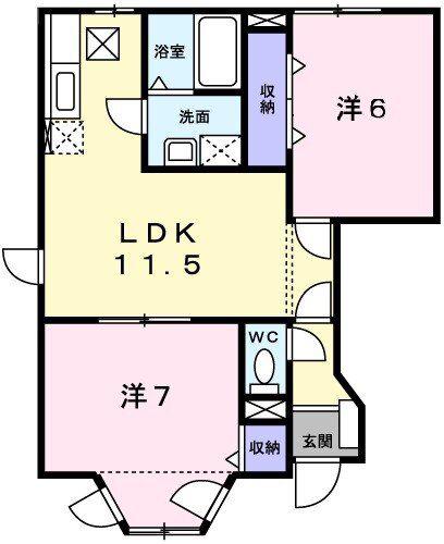 NKヒルズ1(2LDK/1階)の間取り写真