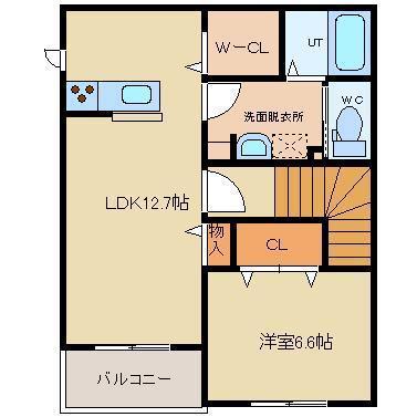 コートテラス菜根(1LDK/2階)の間取り写真