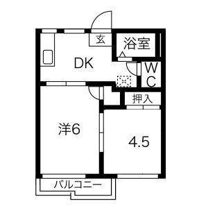 コーポグリーンIIA・B棟(2DK/1階)の間取り写真