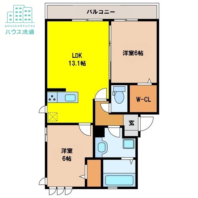 ローアレーガー鳥栖(2LDK/2階)の間取り写真
