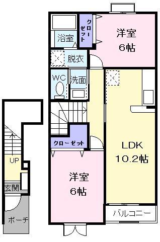 クレメントヒルI(2LDK/2階)の間取り写真