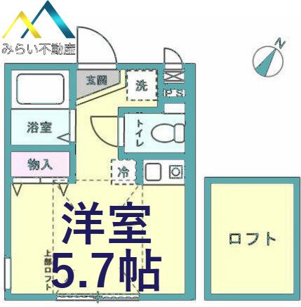 ルミナス鶴ヶ峰(ワンルーム/2階)の間取り写真