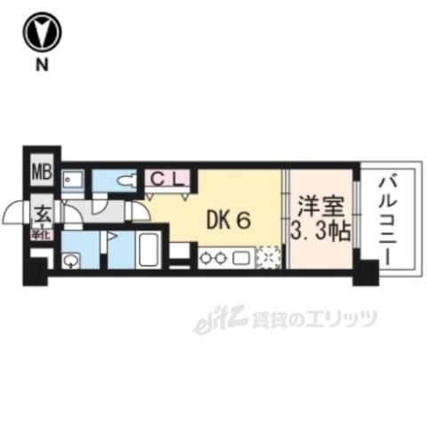 THEGARNETMILLENNIUMK(1DK/4階)の間取り写真