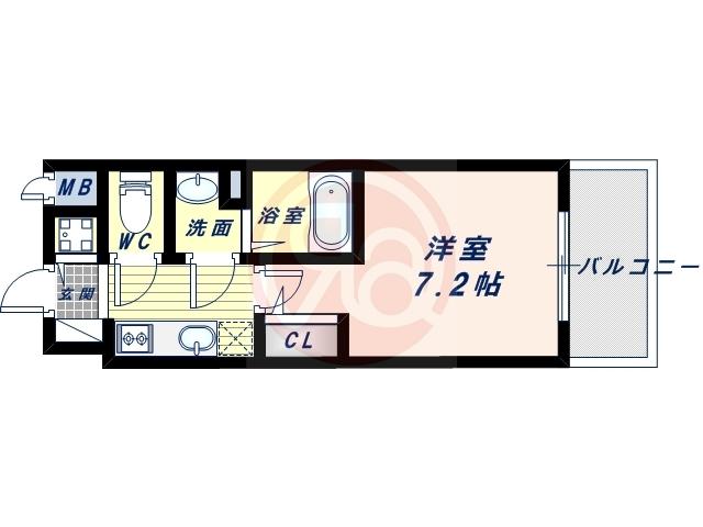エスリード大阪上本町ブランシュ(1K/4階)の間取り写真