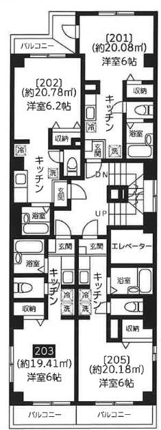 Kハイム(1K/2階)の間取り写真
