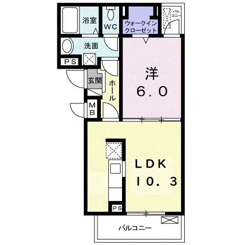 WITH(1LDK/3階)の間取り写真