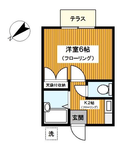 コーポ滝川II(1K/1階)の間取り写真